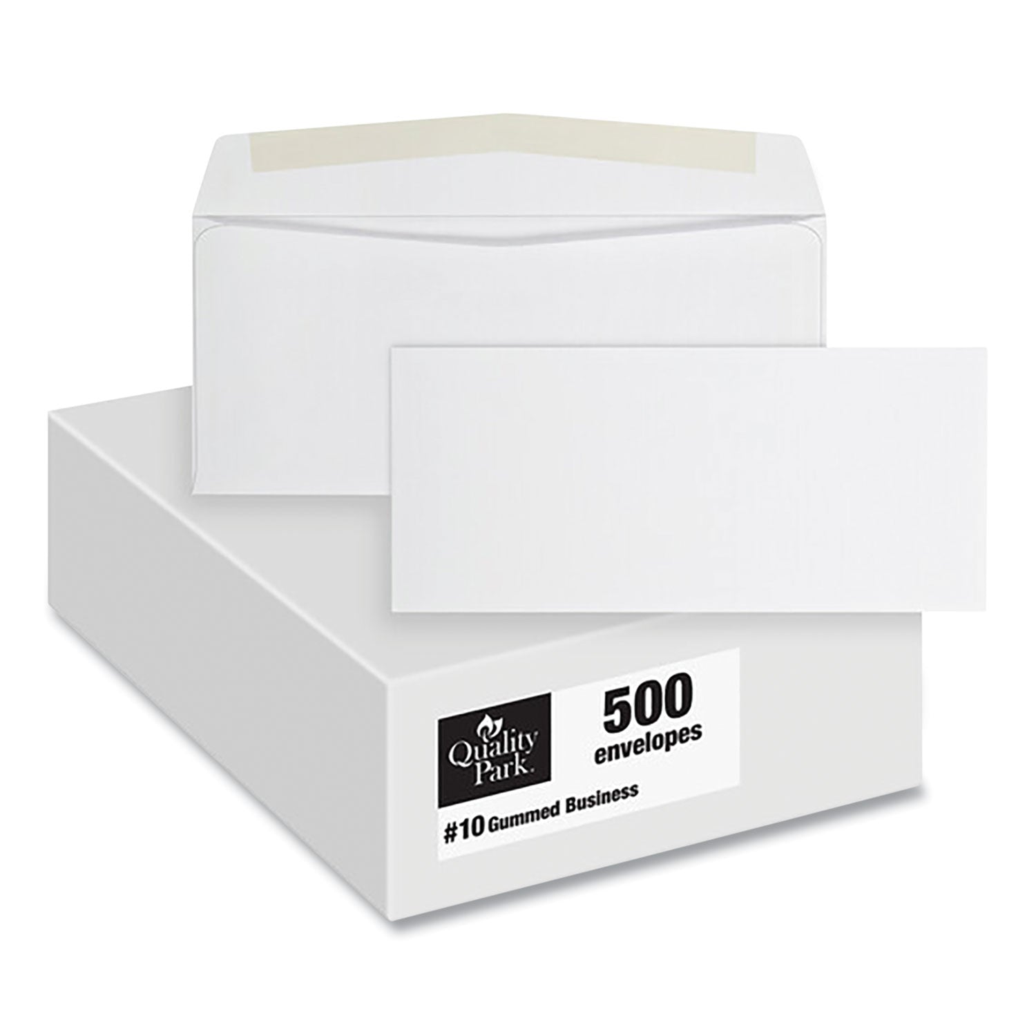 Quality Park™ Business Envelope, #10, Commercial Flap, Side Seam, Gummed Closure, 24 lb Bond Weight Paper, 4.13 x 9.5, White, 500/Box