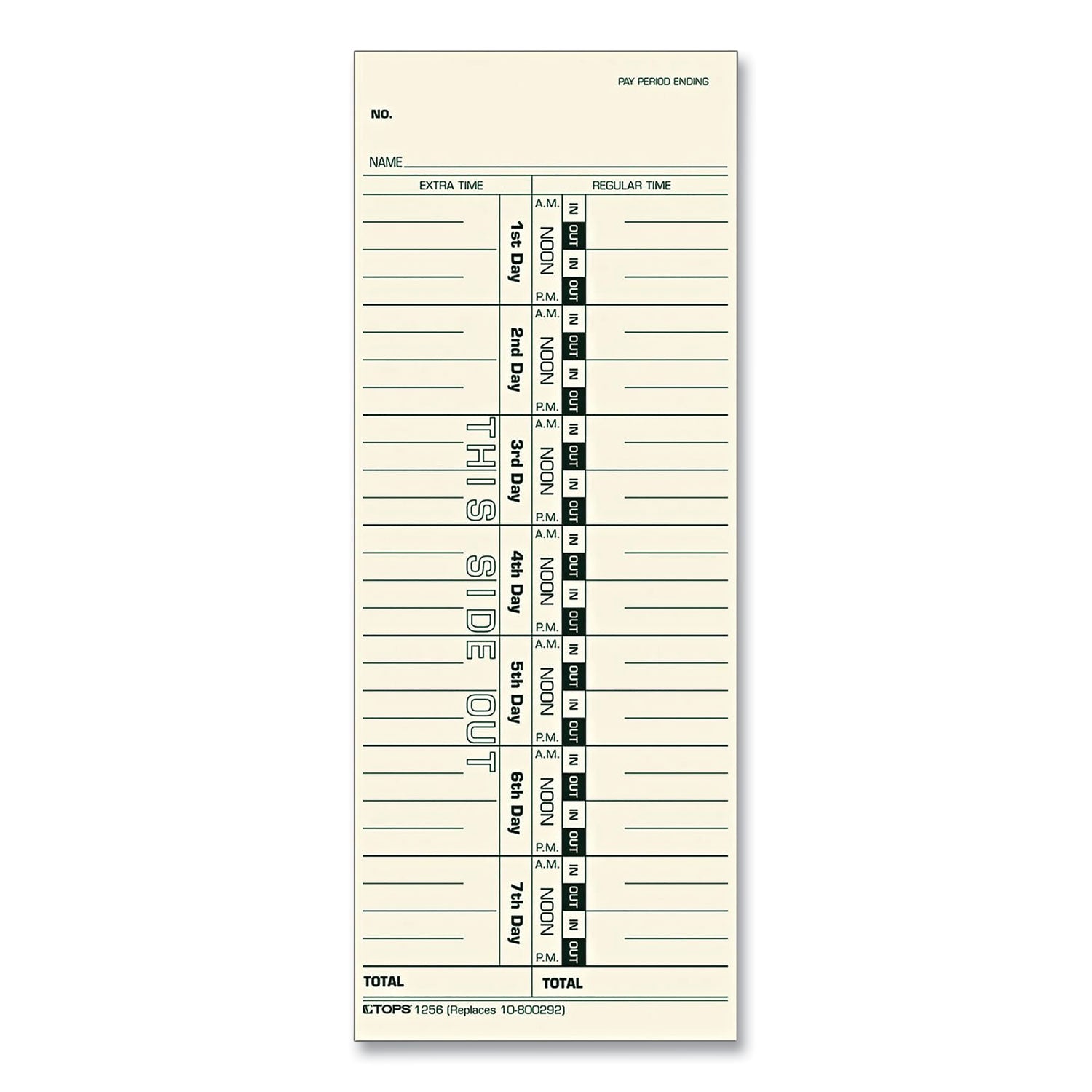 Time Clock Cards, Replacement for 10-800292, One Side, 3.5 x 9, 500/Box