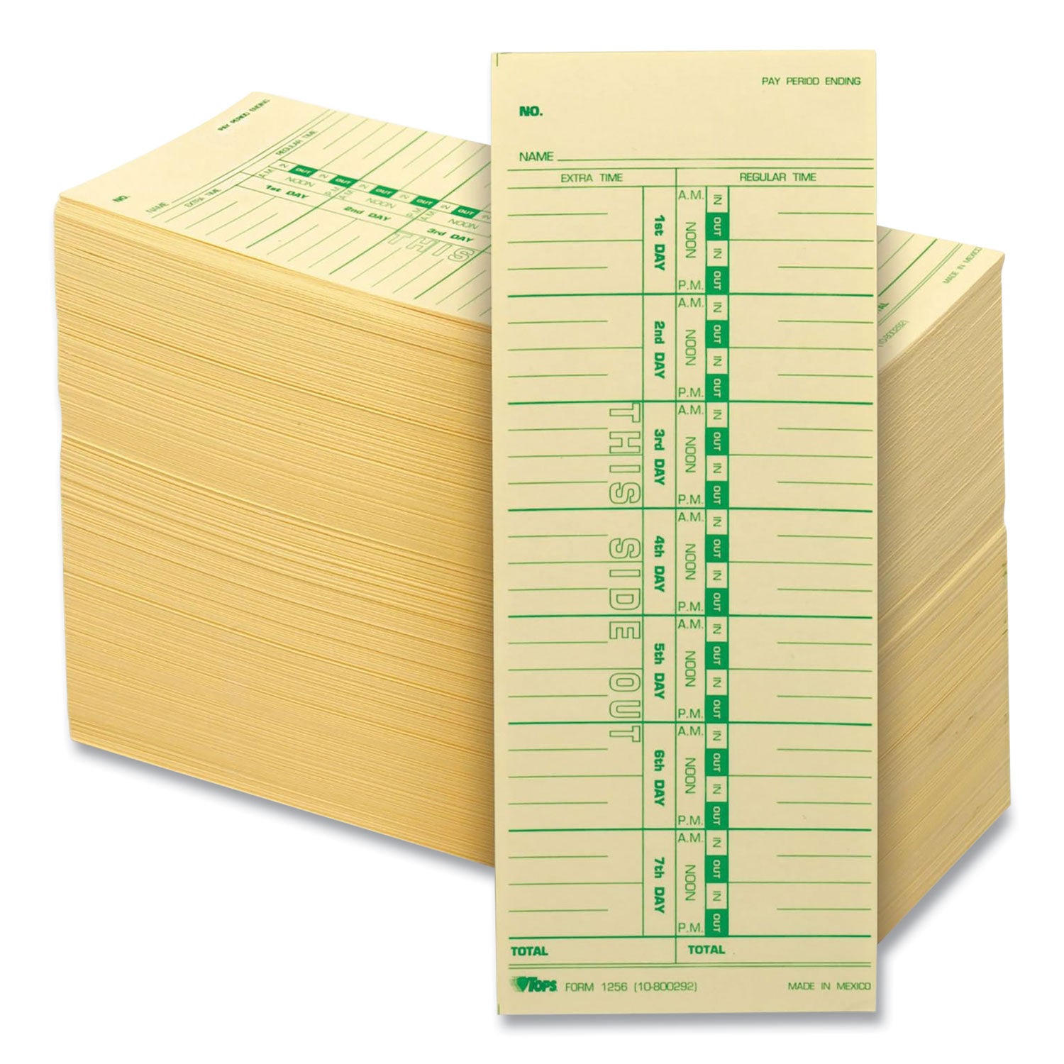 TOPS™ Time Clock Cards, Replacement for 10-800292, One Side, 3.5 x 9, 500/Box