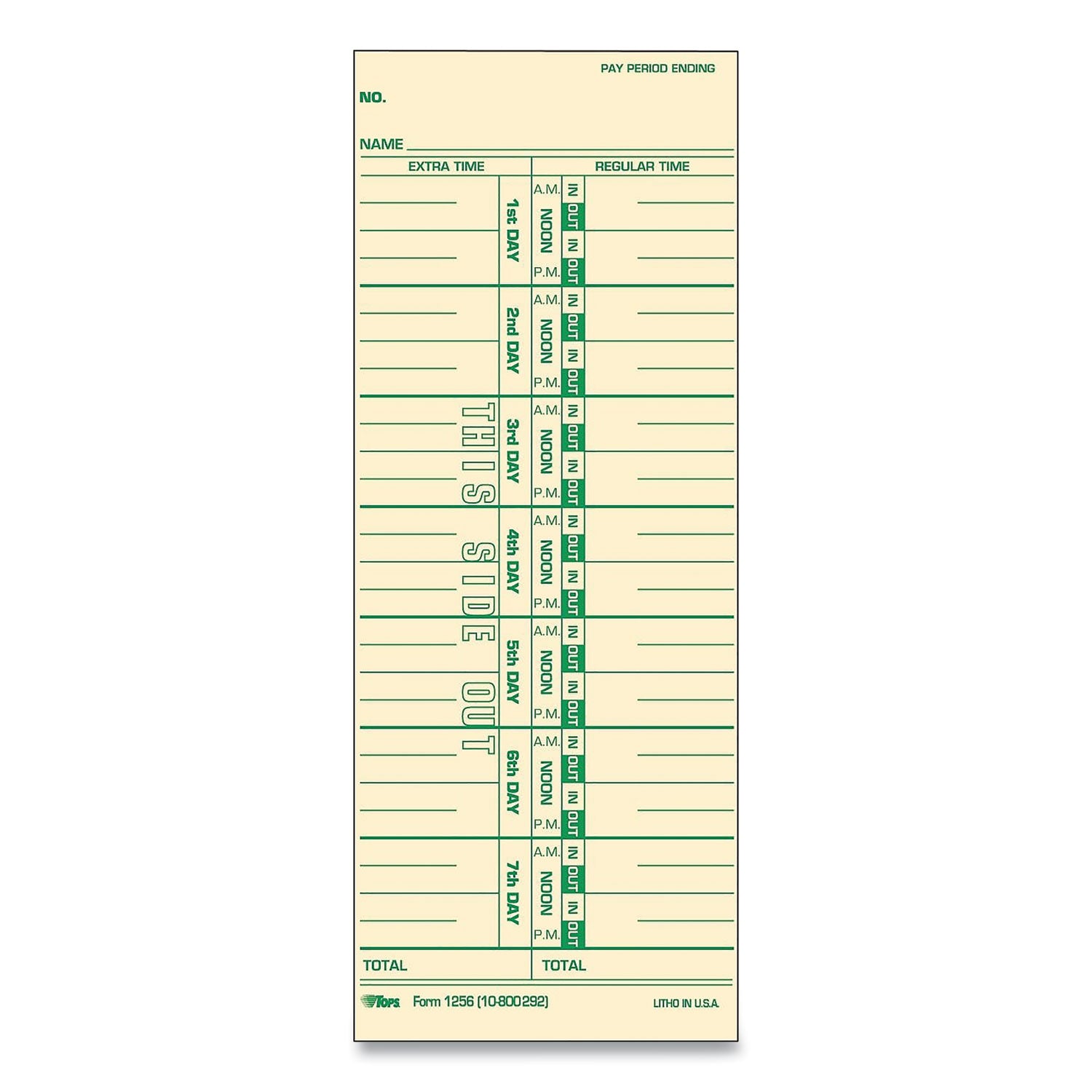 TOPS™ Time Clock Cards, Replacement for 10-800292, One Side, 3.5 x 9, 500/Box