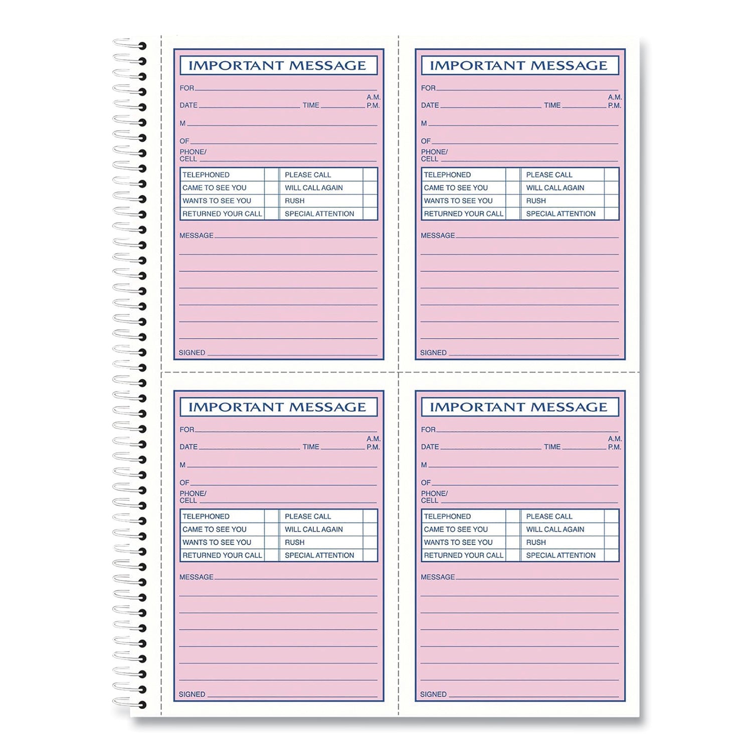 TOPS™ Telephone Message Book with Fax/Mobile Section, Two-Part Carbonless, 3.88 x 5.5, 4 Forms/Sheet, 400 Forms Total