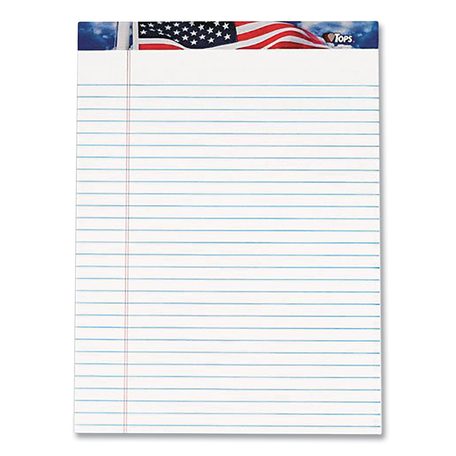 American Pride Writing Pad, Wide/Legal Rule, Red/White/Blue Headband, 50 White 8.5 x 11.75 Sheets, 12/Pack