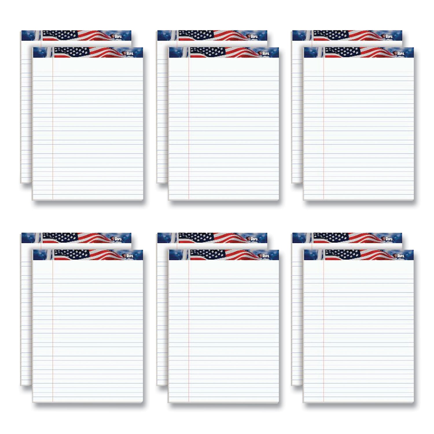 American Pride Writing Pad, Wide/Legal Rule, Red/White/Blue Headband, 50 White 8.5 x 11.75 Sheets, 12/Pack TOPS™ Flipcost