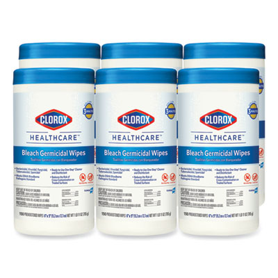 CLOROX SALES CO. Bleach Germicidal Wipes, 1-Ply, 6 x 5, Unscented, White, 150/Canister, 6 Canisters/Carton - Flipcost