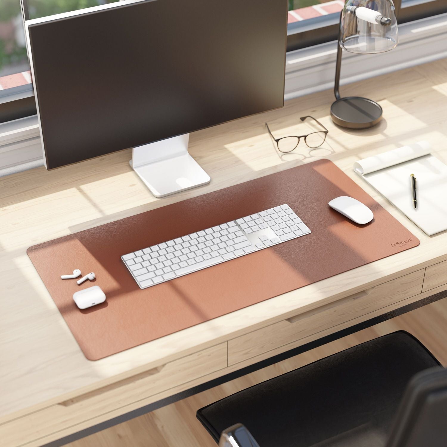 Smead™ Vegan Leather Desk Pads, 31.5" x 15.7", Brown