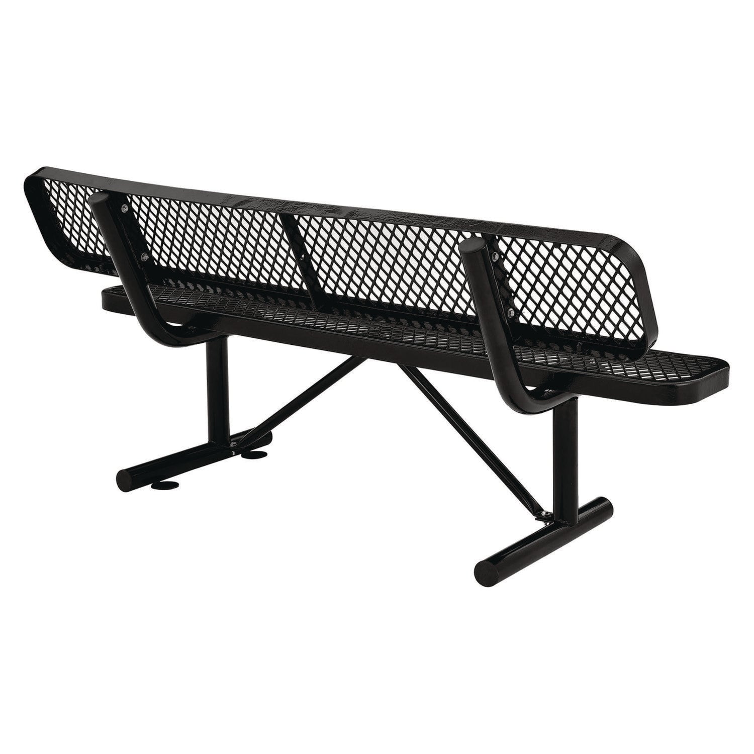 Expanded Steel Bench With Back, 72 x 24 x 33, Black Global Industrial® Flipcost