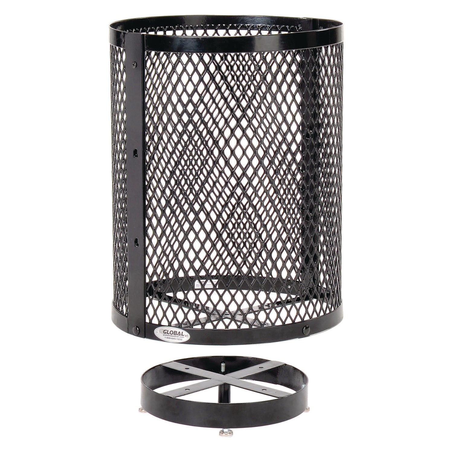 Outdoor Diamond Steel Trash Can with Base, 36 gal, Black Global Industrial® Flipcost