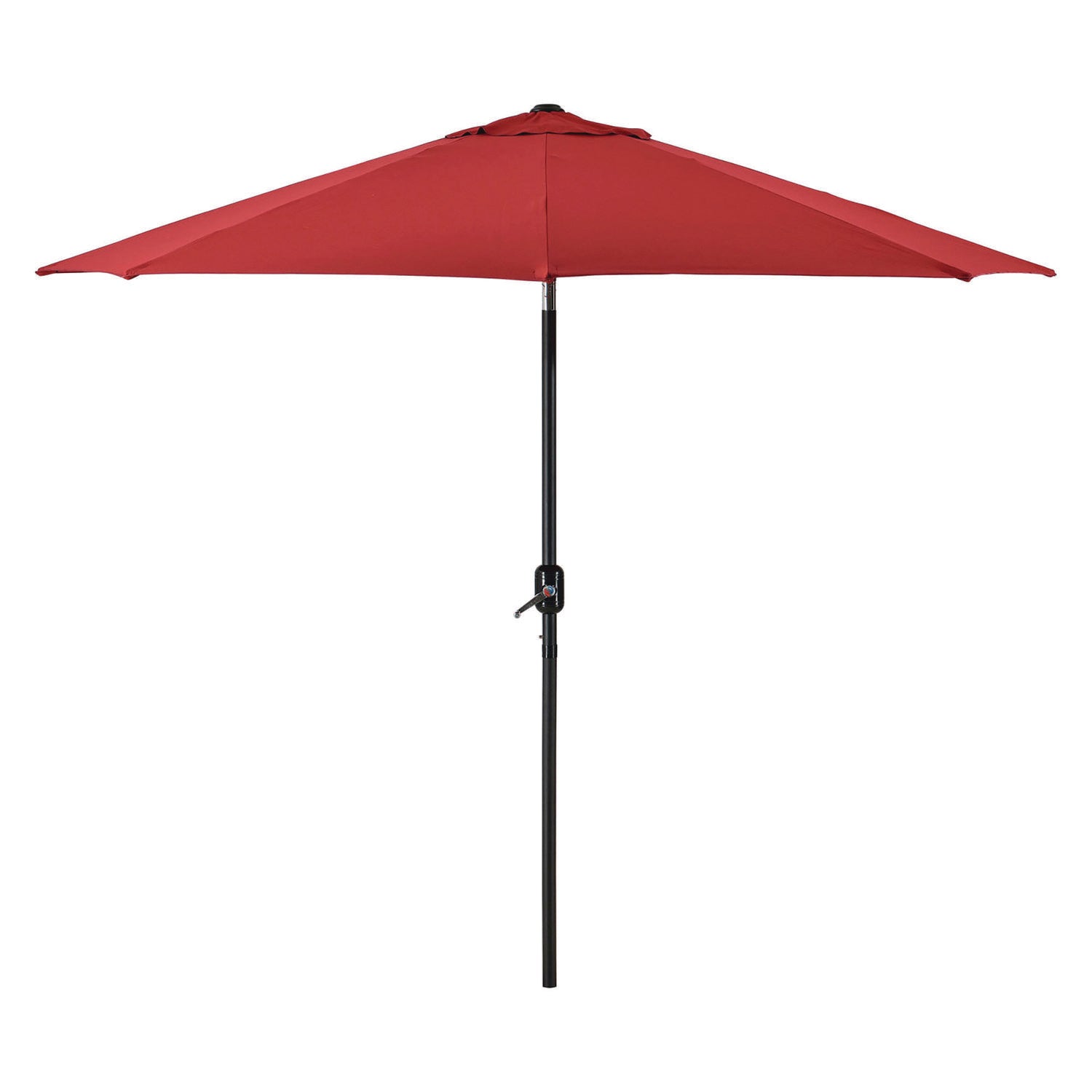 Outdoor Umbrella with Tilt Mechanism, 102" Span, 94" Long, Red Canopy, Black Handle