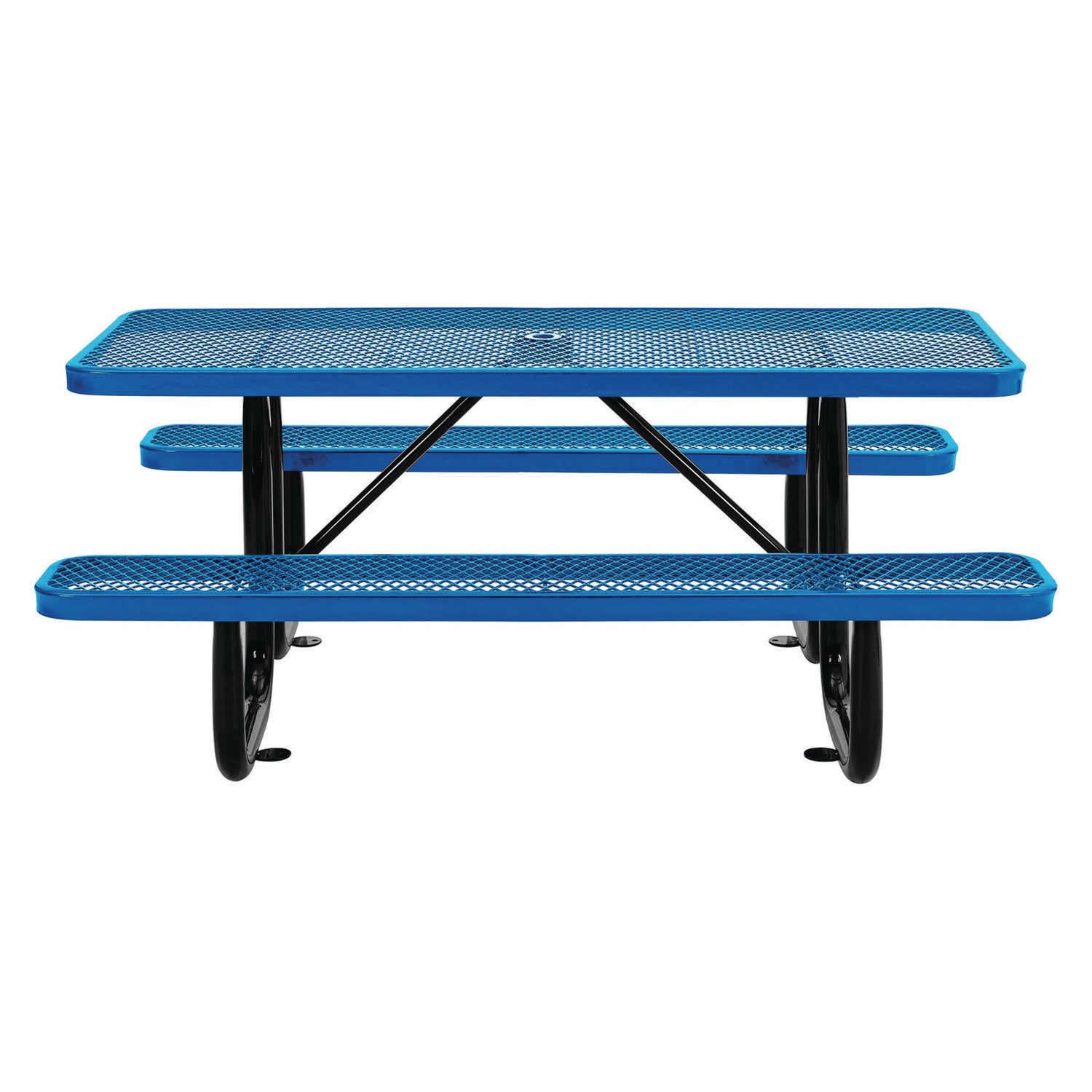 Expanded Steel Picnic Table, Rectangular, 72 x 62 x 29.5, Blue Top, Blue Base/Legs Global Industrial® Flipcost