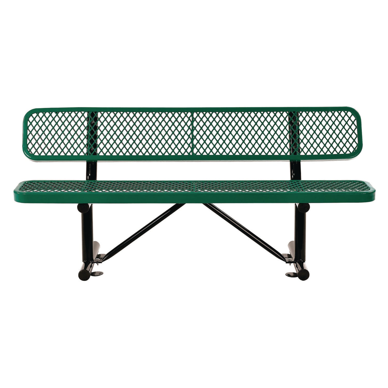 Expanded Steel Bench With Back, 72 x 24 x 33, Green Global Industrial® Flipcost