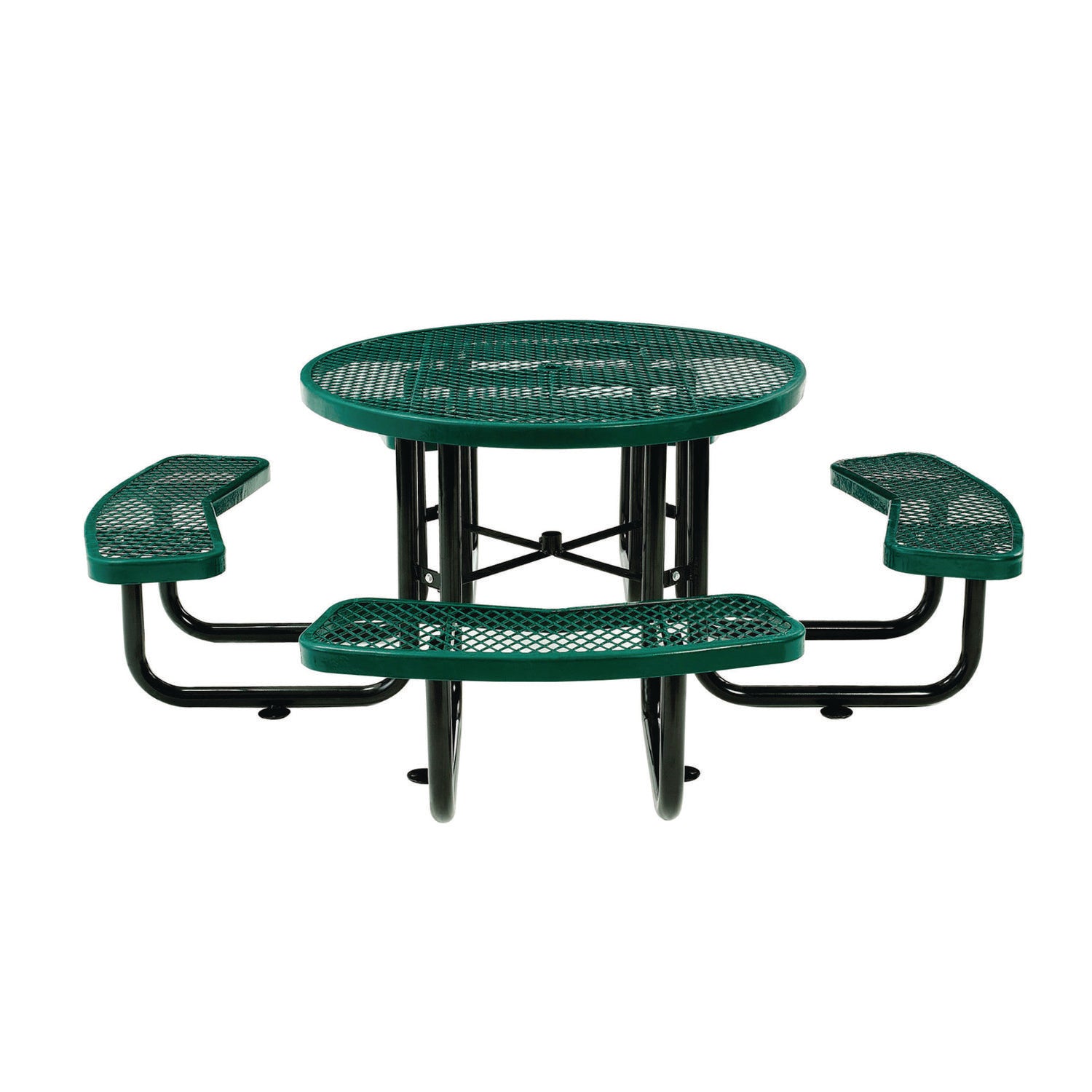 Expanded Steel Picnic Table, Round, 46" Dia x 29.5"h, Green Top, Green Base/Legs Global Industrial® Flipcost