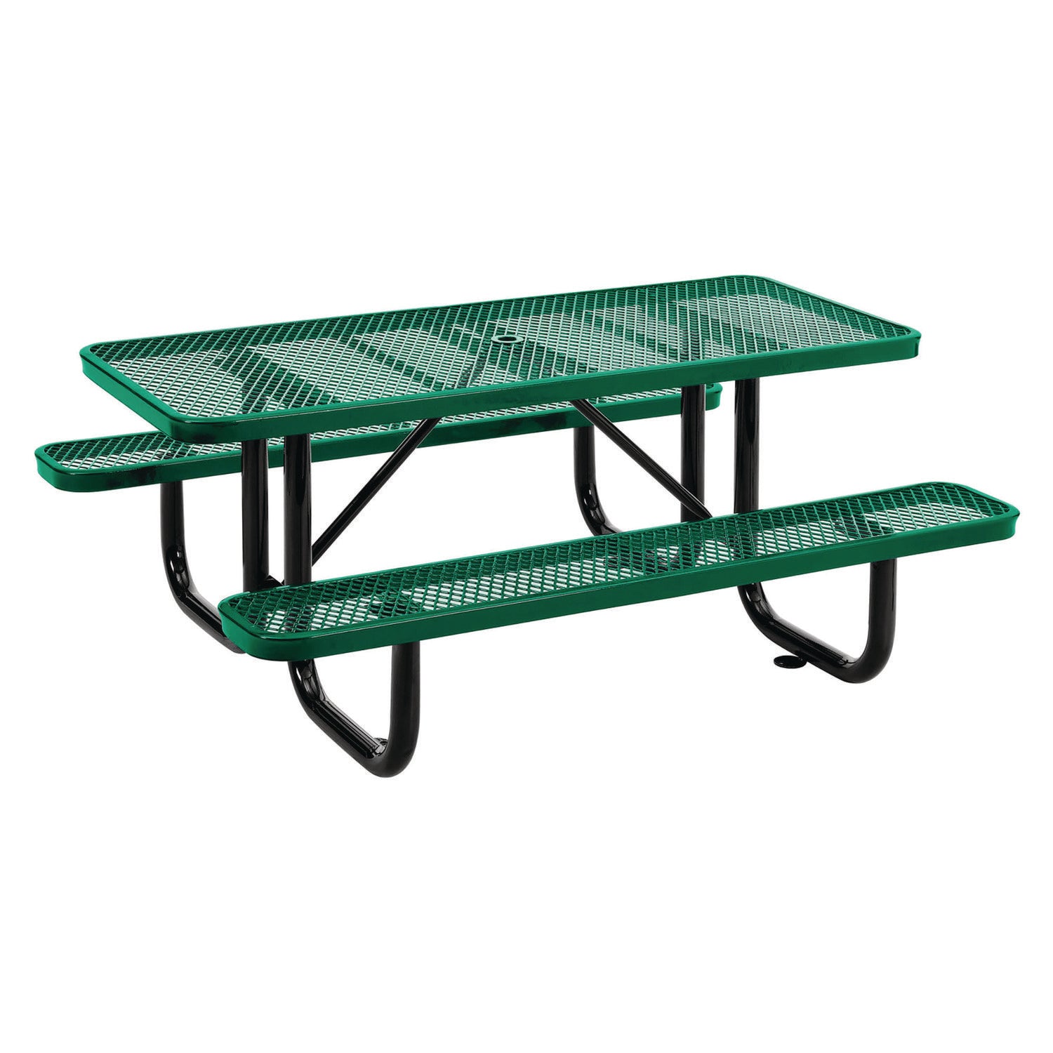 Expanded Steel Picnic Table, Rectangular, 72 x 62 x 29.5, Green Top, Green Base/Legs Global Industrial® Flipcost