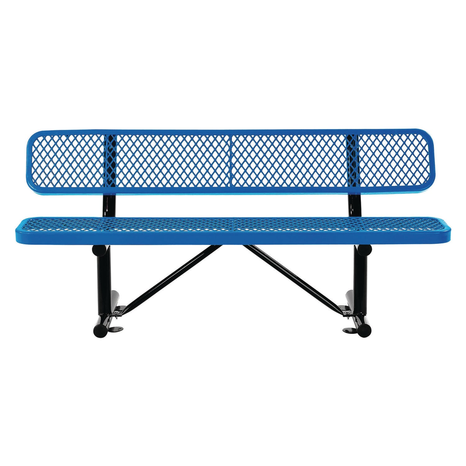 Expanded Steel Bench With Back, 72 x 24 x 33, Blue Global Industrial® Flipcost