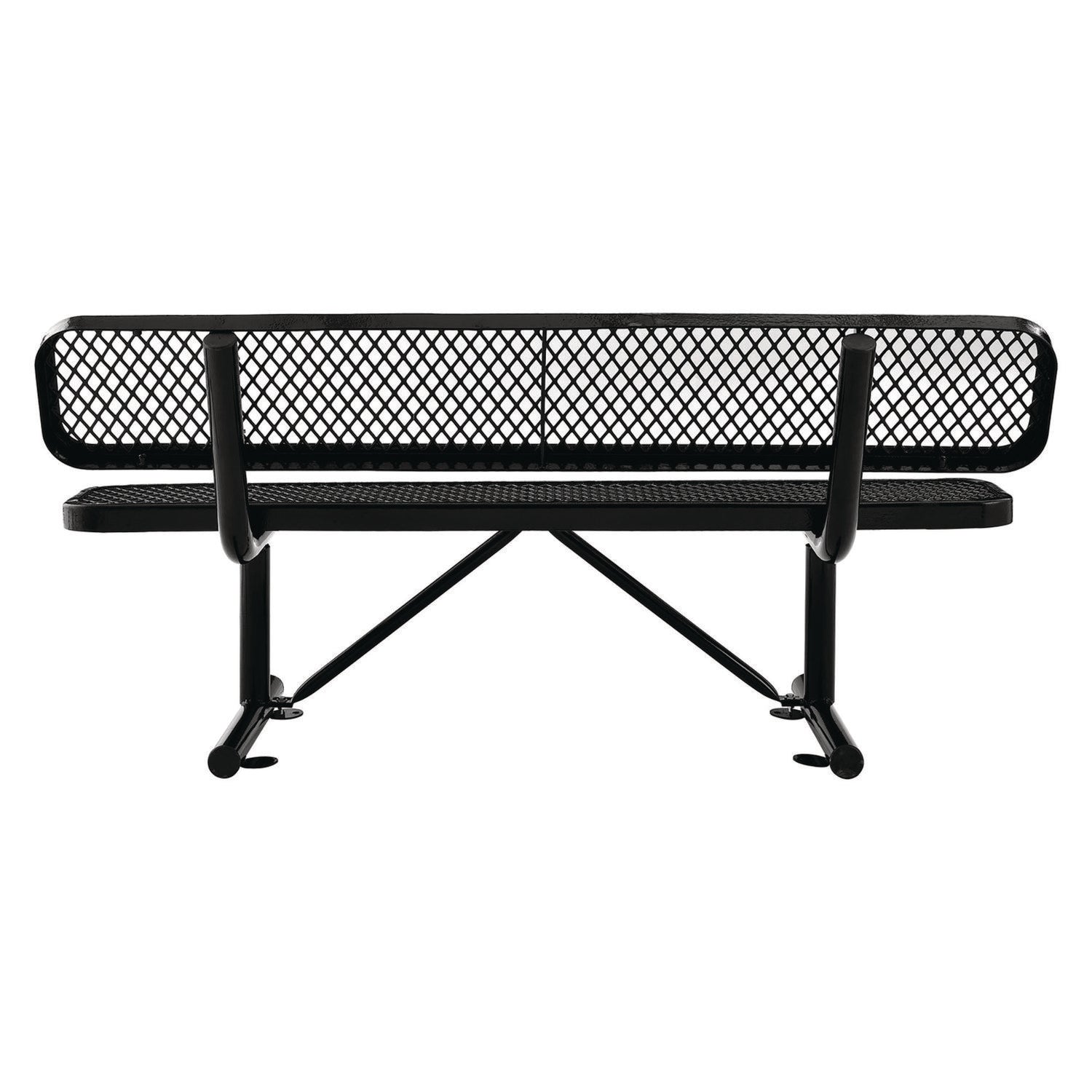 Expanded Steel Bench With Back, 72 x 24 x 33, Black Global Industrial® Flipcost