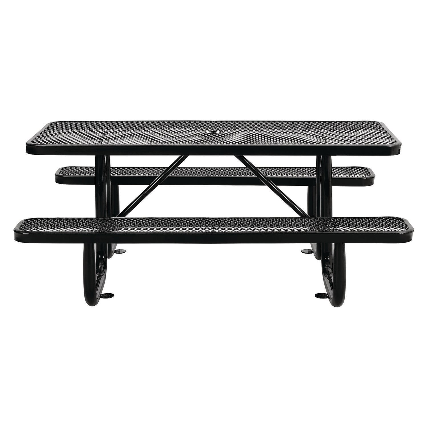 Expanded Steel Picnic Table, Rectangular, 72 x 62 x 29.5, Black Top, Black Base/Legs Global Industrial® Flipcost