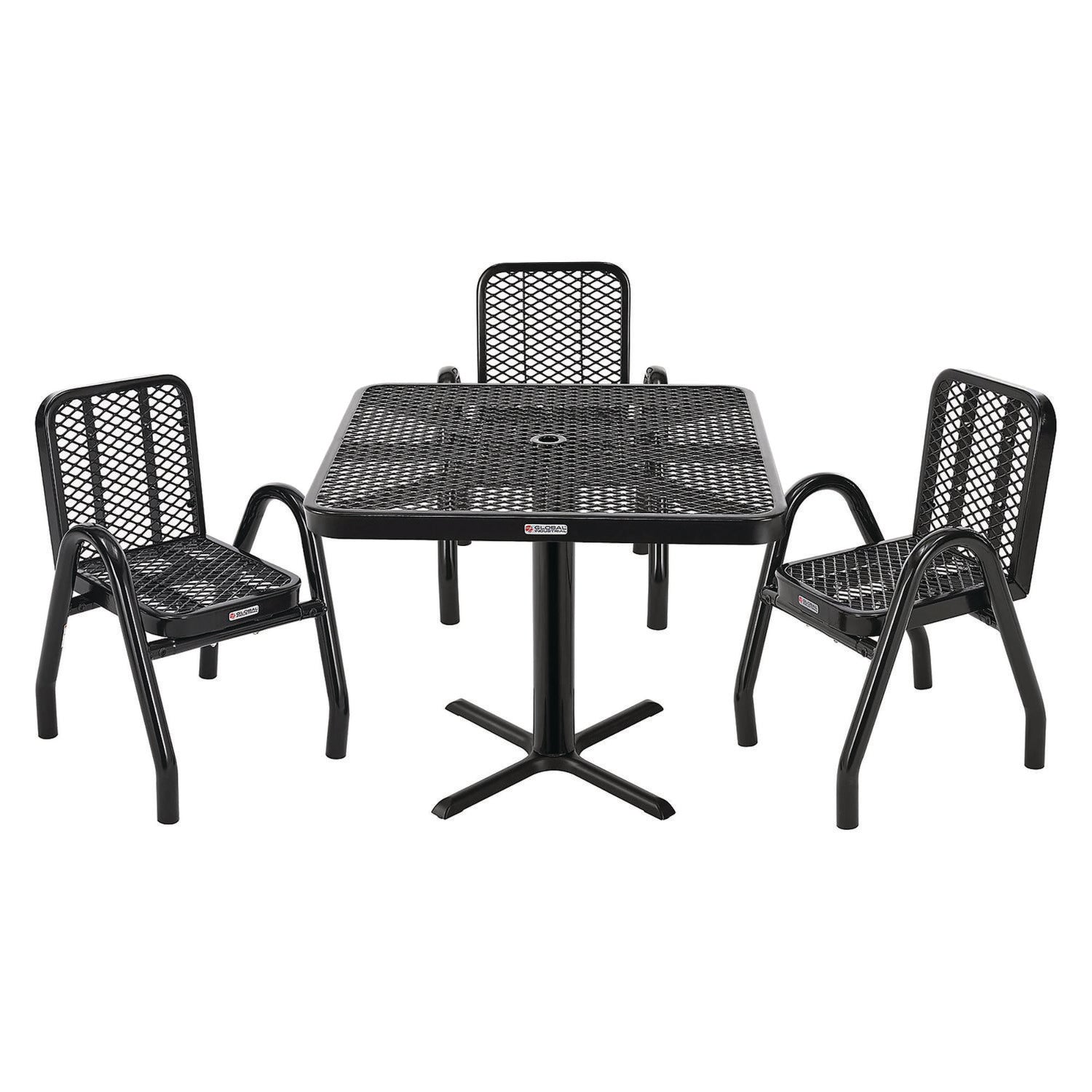 Outdoor Dining Set, Square, 36 x 36 x 36, Black Top, Black Base/Legs Global Industrial® Flipcost