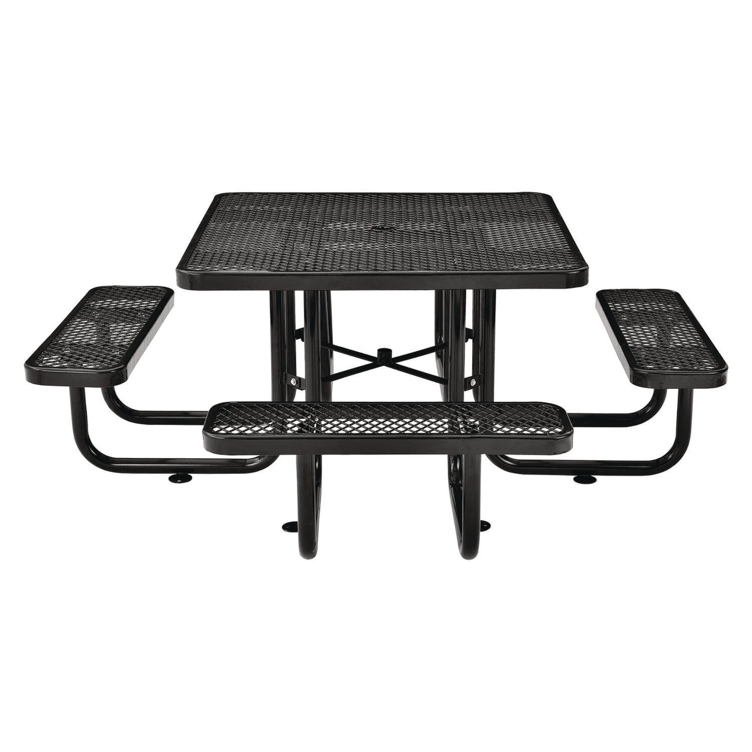 Expanded Steel Picnic Table, Square, 81 x 81 x 29.5, Black Top, Black Base/Legs Global Industrial® Flipcost