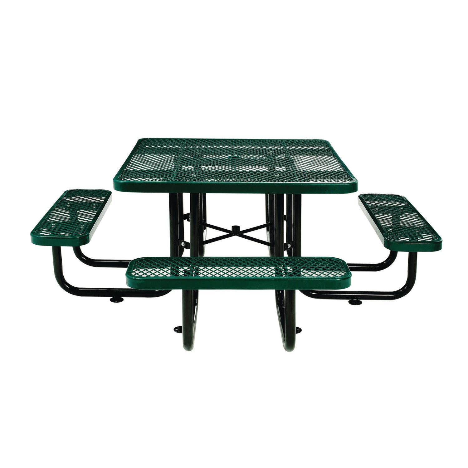 Expanded Steel Picnic Table, Square, 81 x 81 x 29.5, Green Top, Green Base/Legs Global Industrial® Flipcost