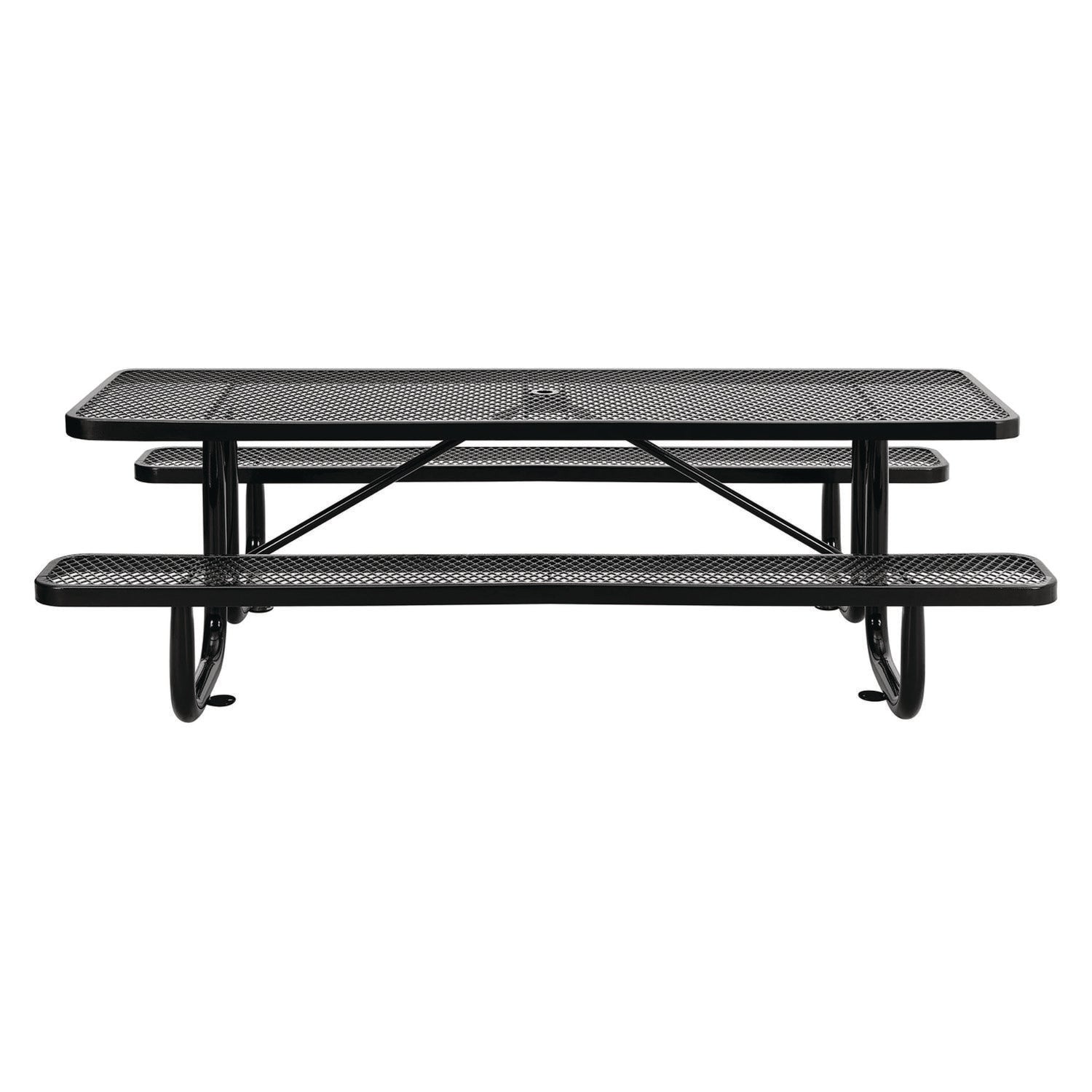 Expanded Steel Picnic Table, Rectangular, 96 x 62 x 29.5, Black Top, Black Base/Legs Global Industrial® Flipcost