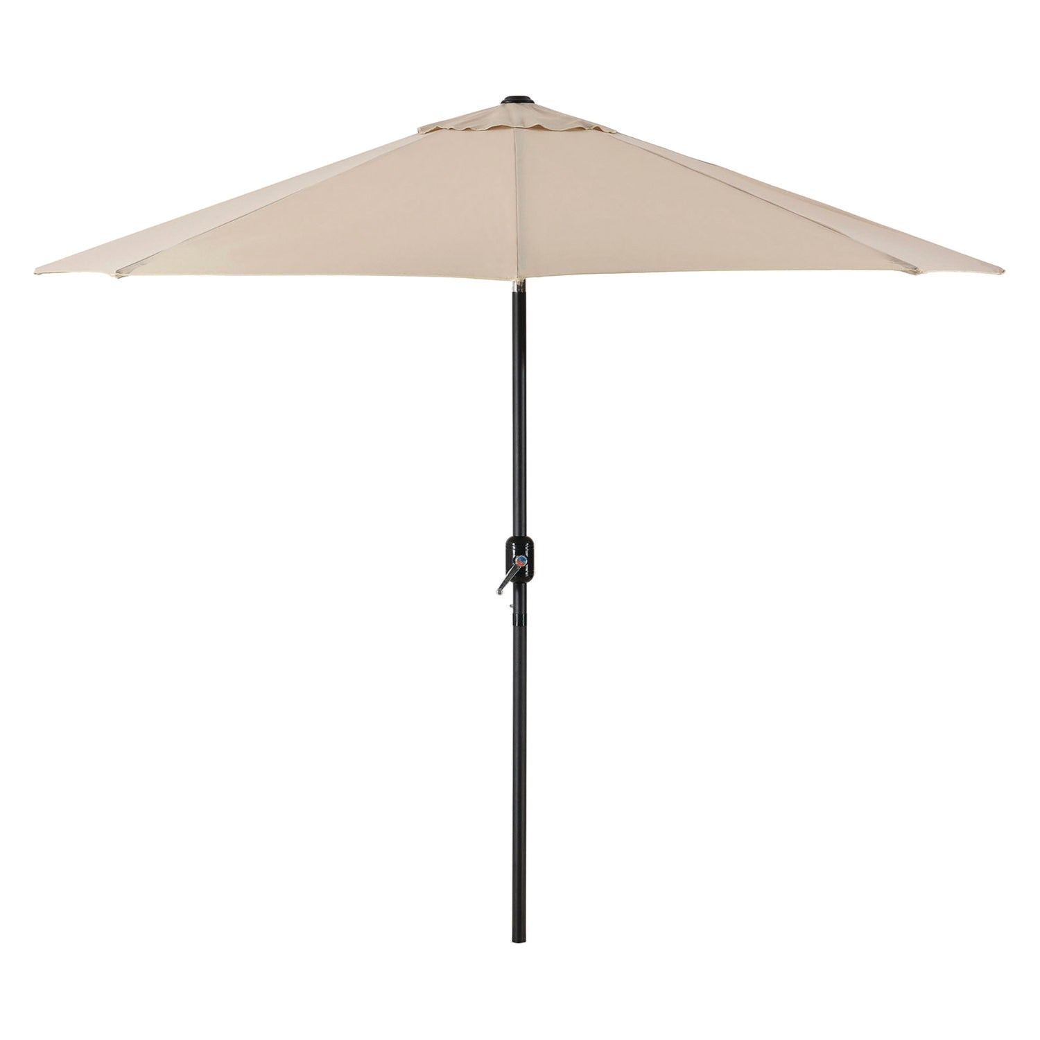 Outdoor Umbrella with Tilt Mechanism, 102" Span, 94" Long, Tan Canopy, Black Handle