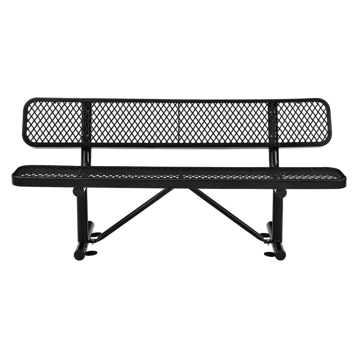 Expanded Steel Bench With Back, 72 x 24 x 33, Black Global Industrial® Flipcost