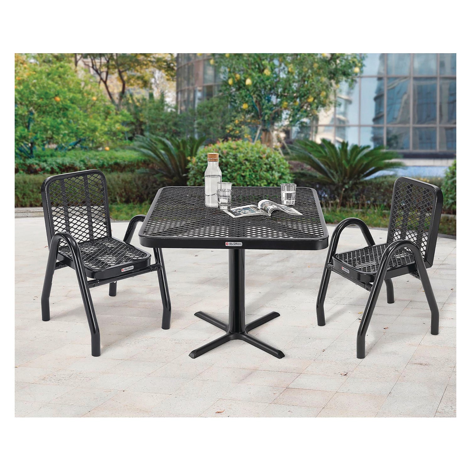 Outdoor Dining Set, Square, 36 x 36 x 29, Black Top, Black Base/Legs Global Industrial® Flipcost