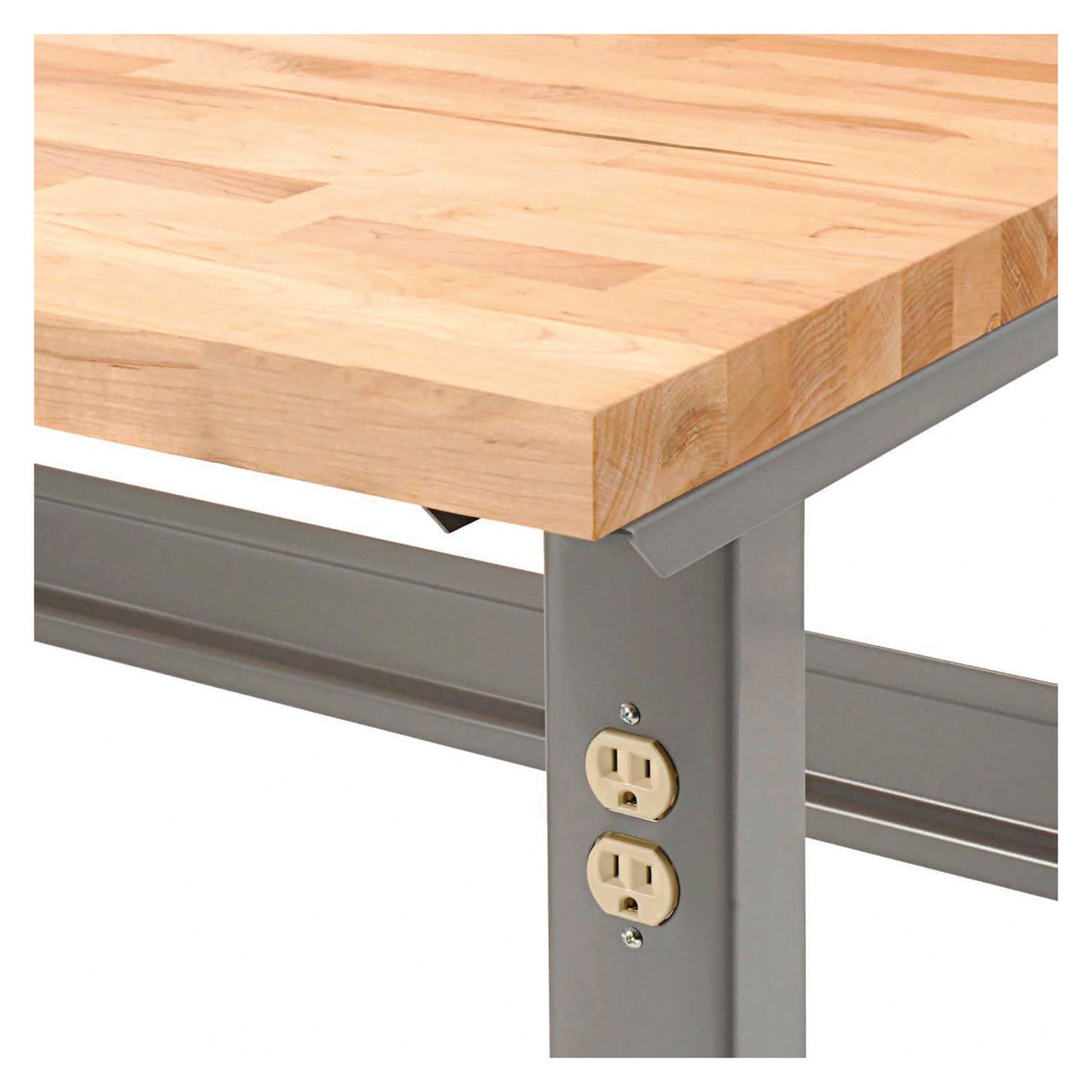 Standard Duty Butcher Block Top Adjustable Height Workbench, 2,000 lbs, 96 x 36 x 30.88 to 36.88, Maple/Gray Global Industrial® Flipcost