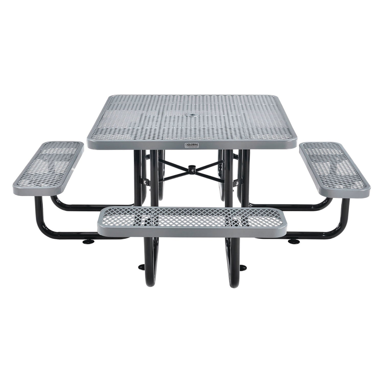 Expanded Steel Picnic Table, Square, 81 x 81 x 29.5, Gray Top, Gray Base/Legs Global Industrial® Flipcost