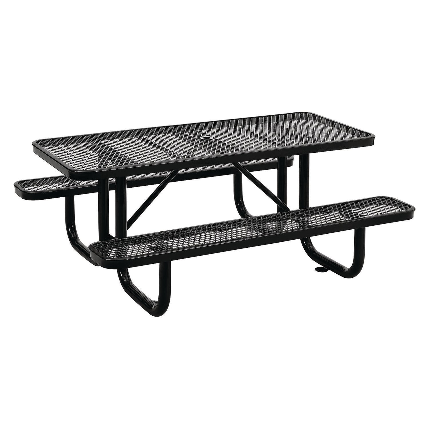 Expanded Steel Picnic Table, Rectangular, 72 x 62 x 29.5, Black Top, Black Base/Legs Global Industrial® Flipcost