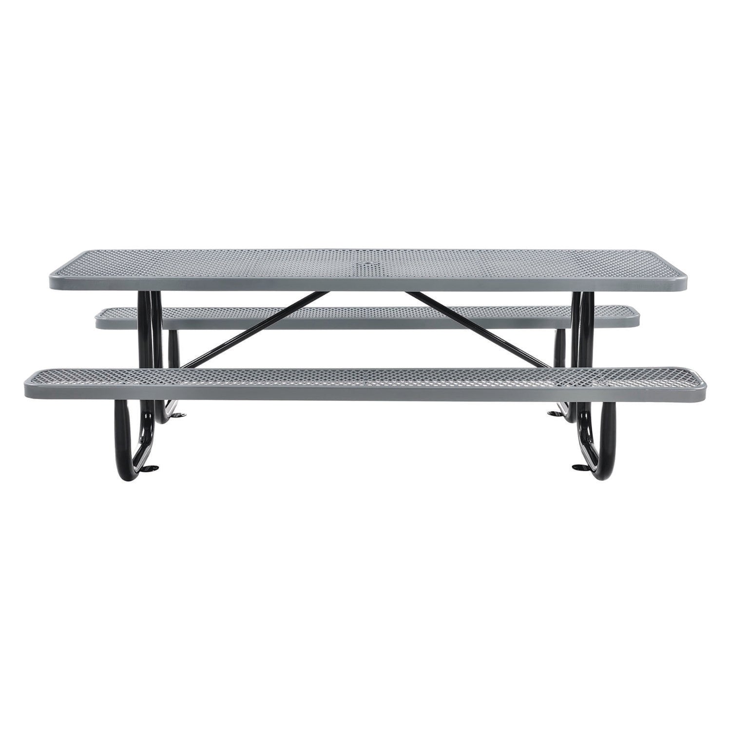 Expanded Steel Picnic Table, Rectangular, 96 x 62 x 29.5, Gray Top, Gray Base/Legs Global Industrial® Flipcost