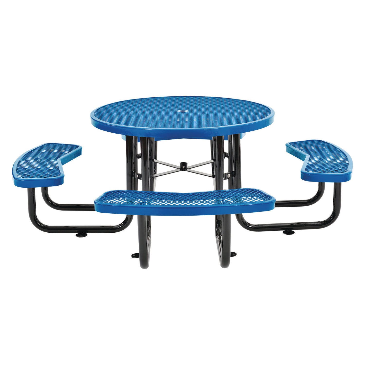 Expanded Steel Picnic Table, Round, 46" Dia x 29.5"h, Blue Top, Blue Base/Legs Global Industrial® Flipcost