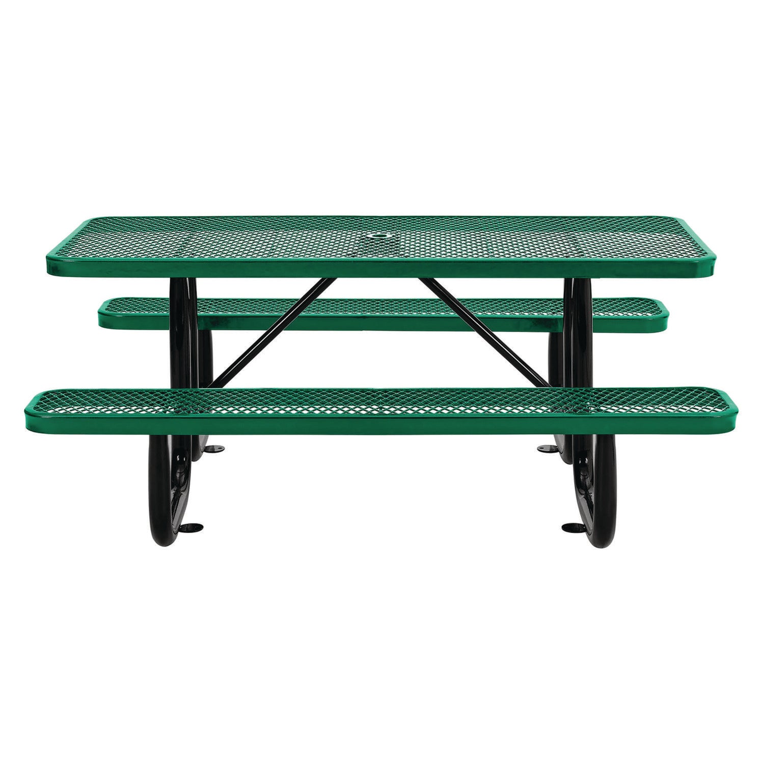 Expanded Steel Picnic Table, Rectangular, 72 x 62 x 29.5, Green Top, Green Base/Legs Global Industrial® Flipcost