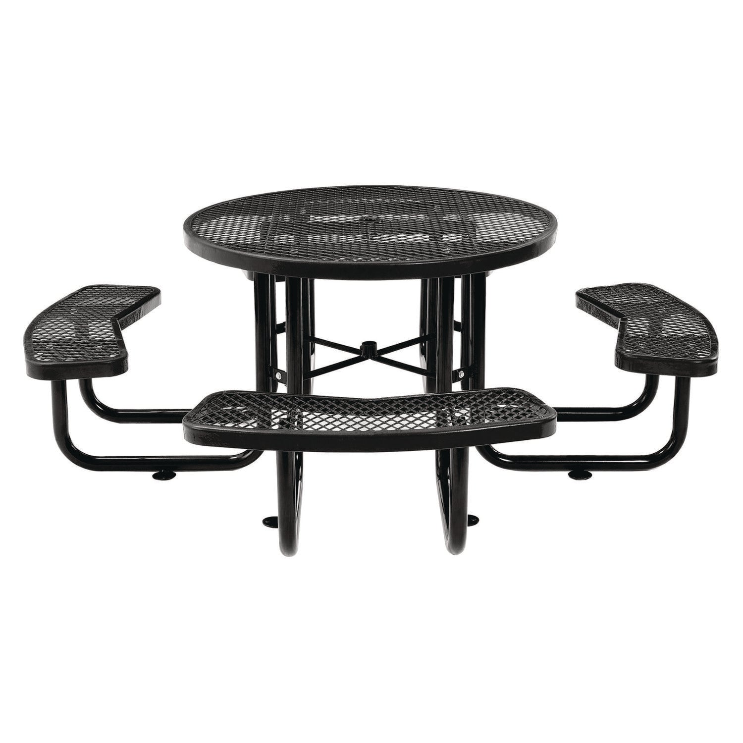 Expanded Steel Picnic Table, Round, 46" Dia x 29.5"h, Black Top, Black Base/Legs Global Industrial® Flipcost