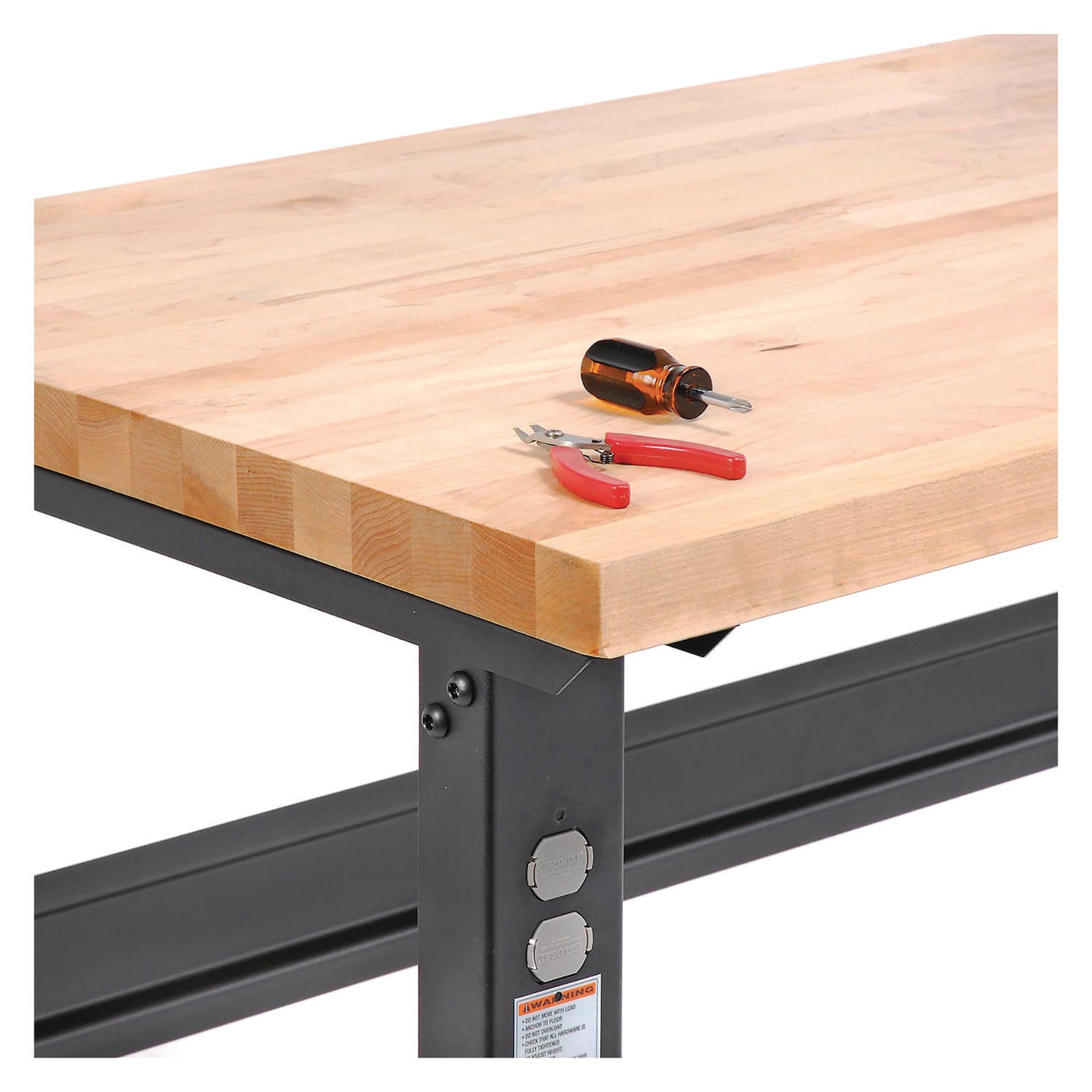 Standard Duty Butcher Block Top Adjustable Height Workbench, 2,000 lbs, 72 x 30 x 30.88  to 36.88, Maple/Black Global Industrial® Flipcost