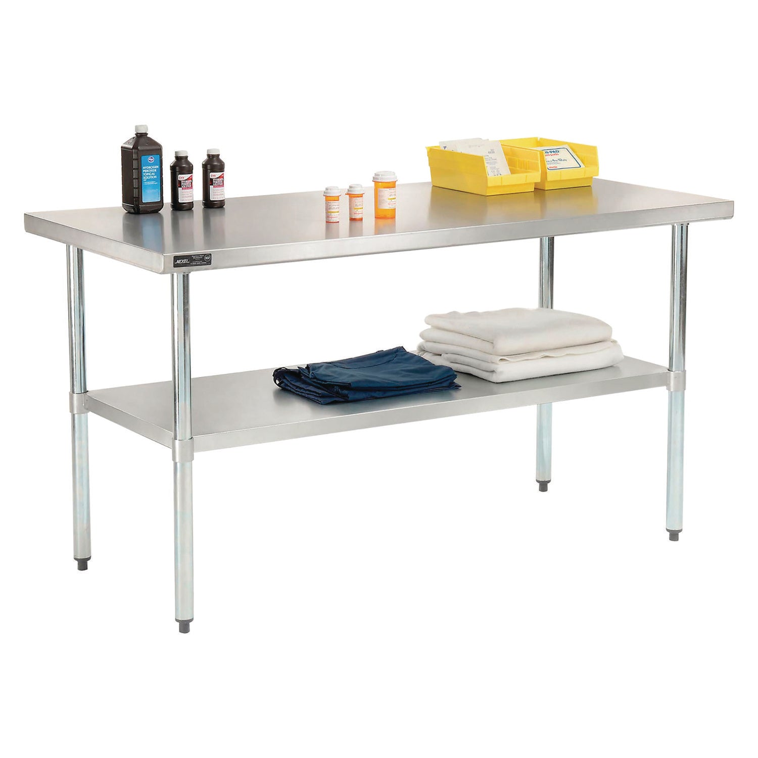 Work Table with Undershelf, Rectangular, 48 x 30 x 35, Silver Top, Silver Base/Legs Global Industrial® Flipcost