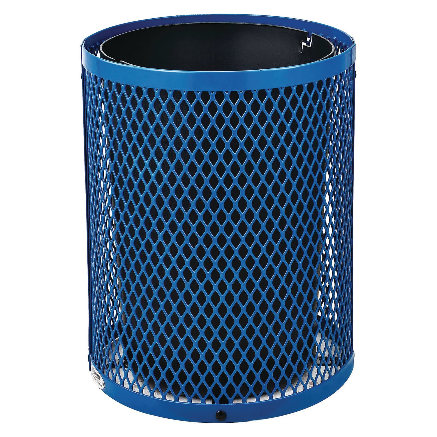 Outdoor Diamond Steel Trash Can, 36 gal, Blue Global Industrial® Flipcost