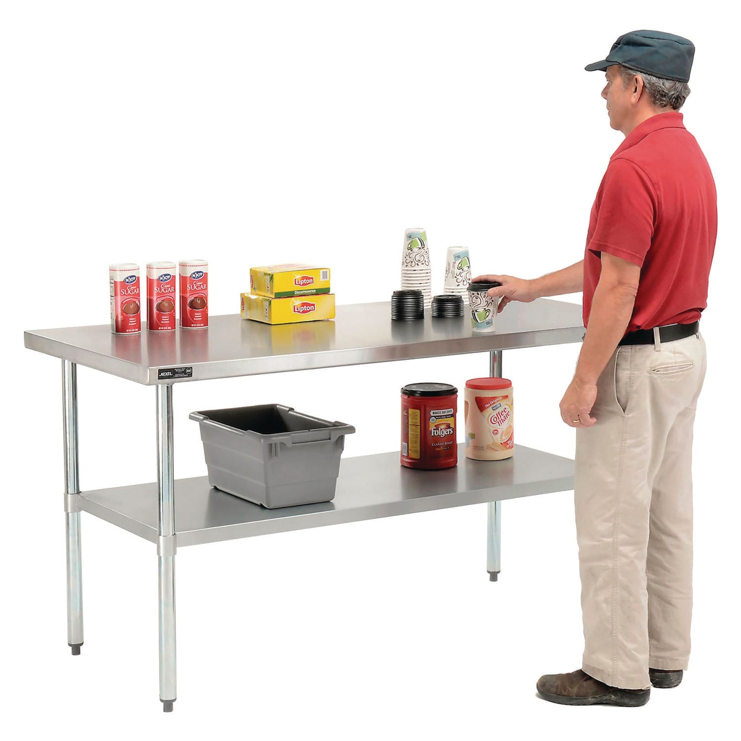 Work Table with Undershelf, Rectangular, 60 x 30 x 35, Silver Top, Silver Base/Legs Global Industrial® Flipcost