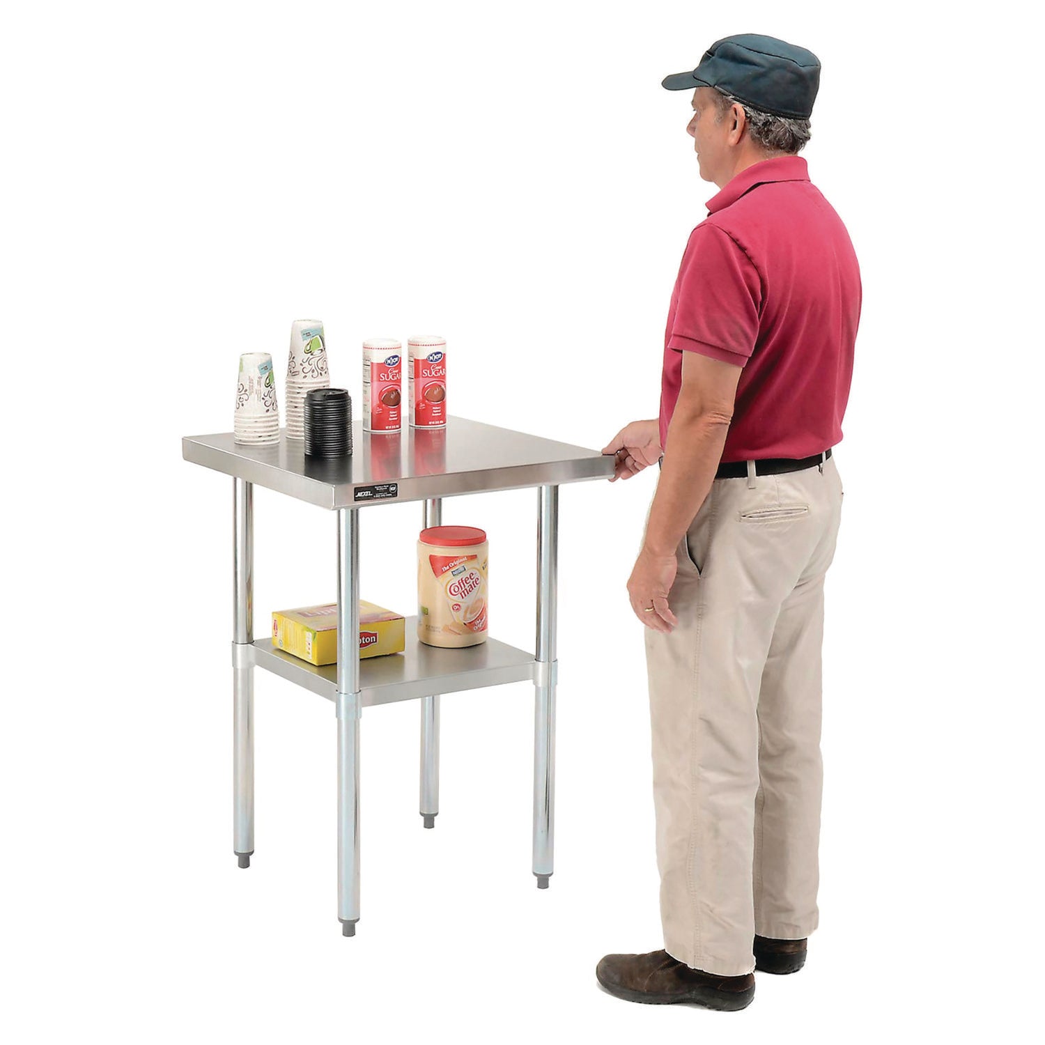 Work Table with Undershelf, Square, 24 x 24 x 35, Silver Top, Silver Base/Legs Global Industrial® Flipcost