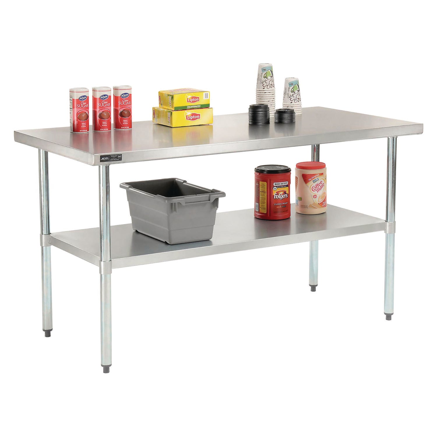 Work Table with Undershelf, Rectangular, 48 x 30 x 35, Silver Top, Silver Base/Legs Global Industrial® Flipcost