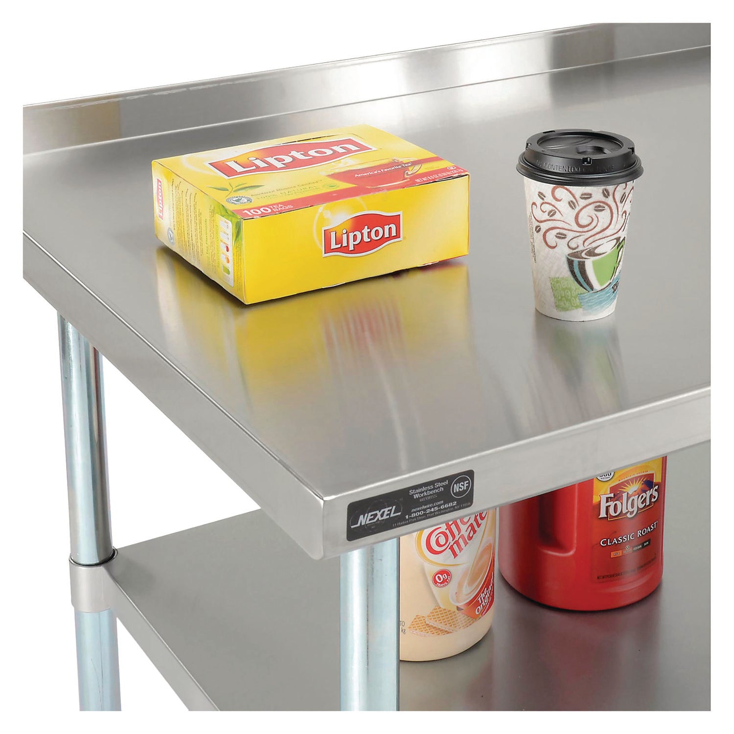 Work Table with Undershelf with Backsplash, Rectangular, 60 x 30 x 35, Silver Top, Silver Base/Legs Global Industrial® Flipcost