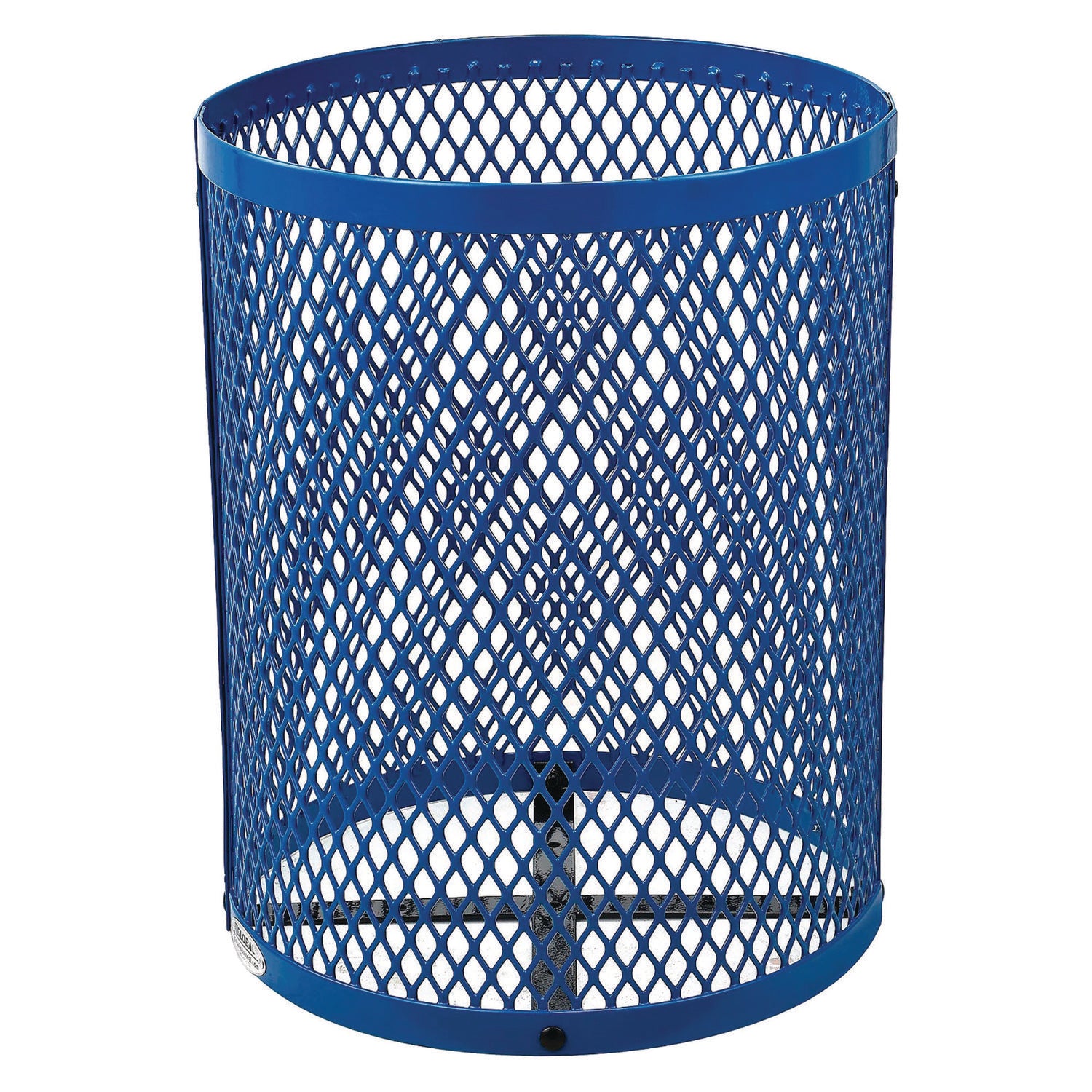 Outdoor Diamond Steel Trash Can, Rain Bonnet Lid, 36 gal, Blue Global Industrial® Flipcost