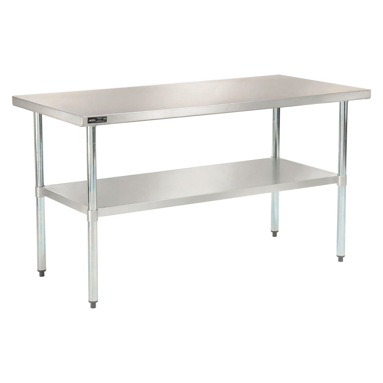 Work Table with Undershelf, Rectangular, 48 x 30 x 35, Silver Top, Silver Base/Legs