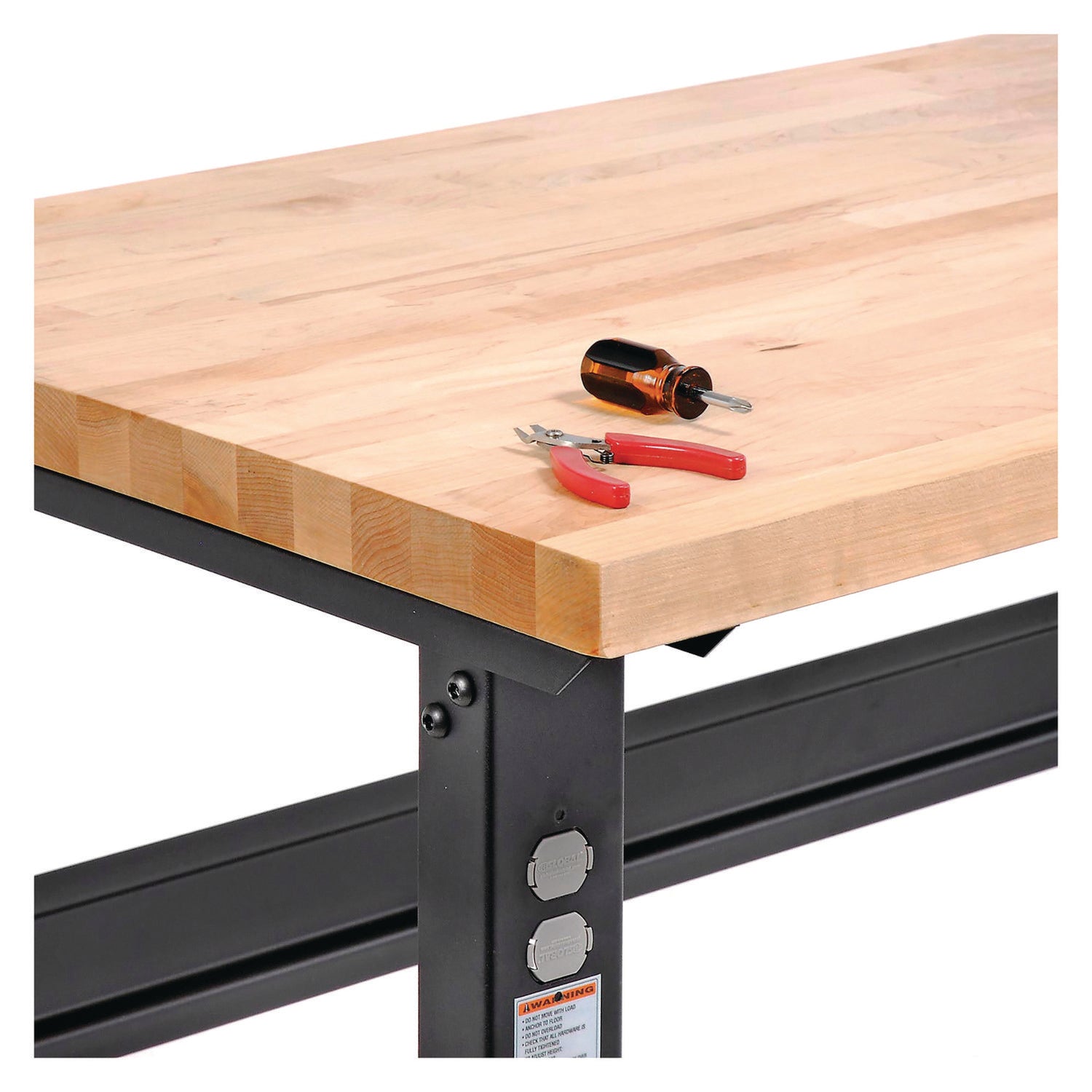 Standard Duty Butcher Block Top Adjustable Height Workbench, 2,000 lbs, 60 x 30 x 30.88  to 36.88, Birch/Black Global Industrial® Flipcost