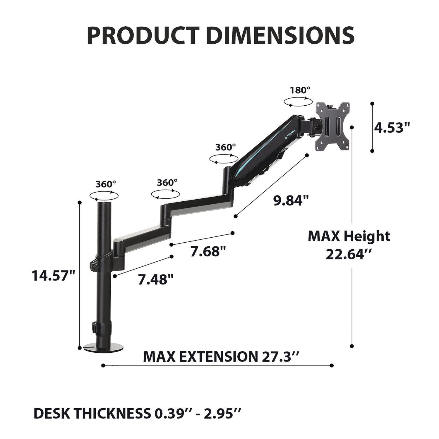 Eureka Ergonomic® Single Monitor Arm, For 32