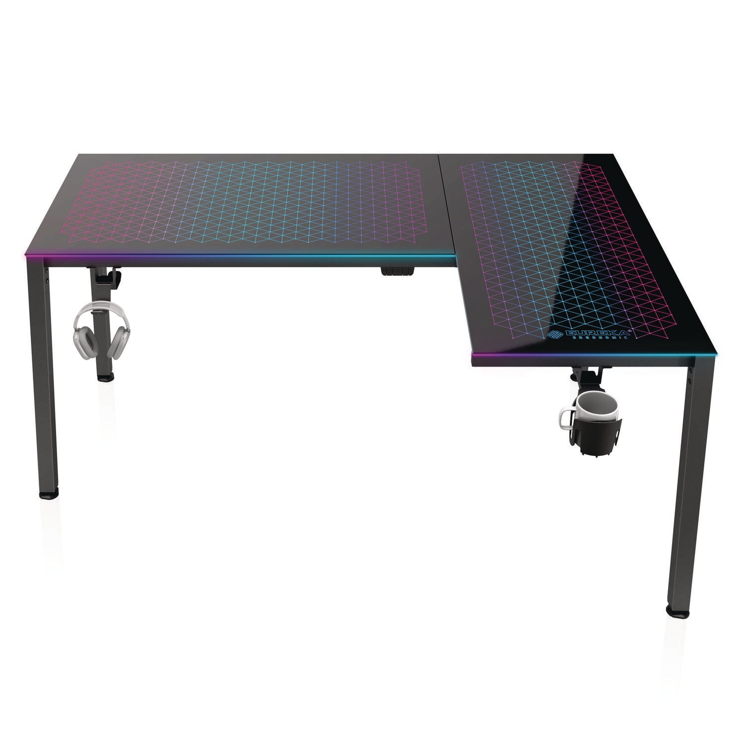 Eureka Ergonomic® RGB LED Lights Glass Gaming Desk, 60