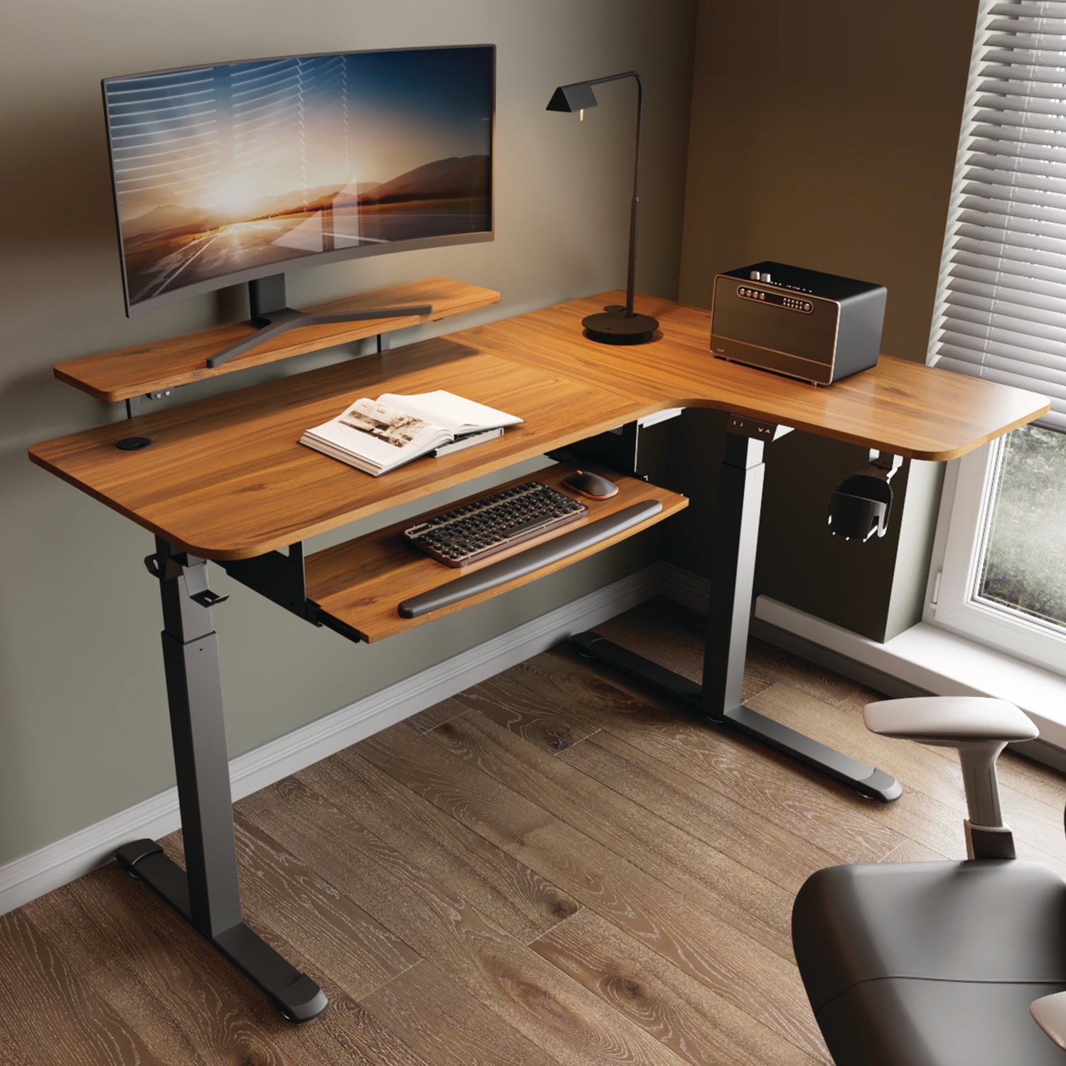 Eureka Ergonomic® L-Shaped Standing Desk with Keyboard Tray, Right Desk, 61.25