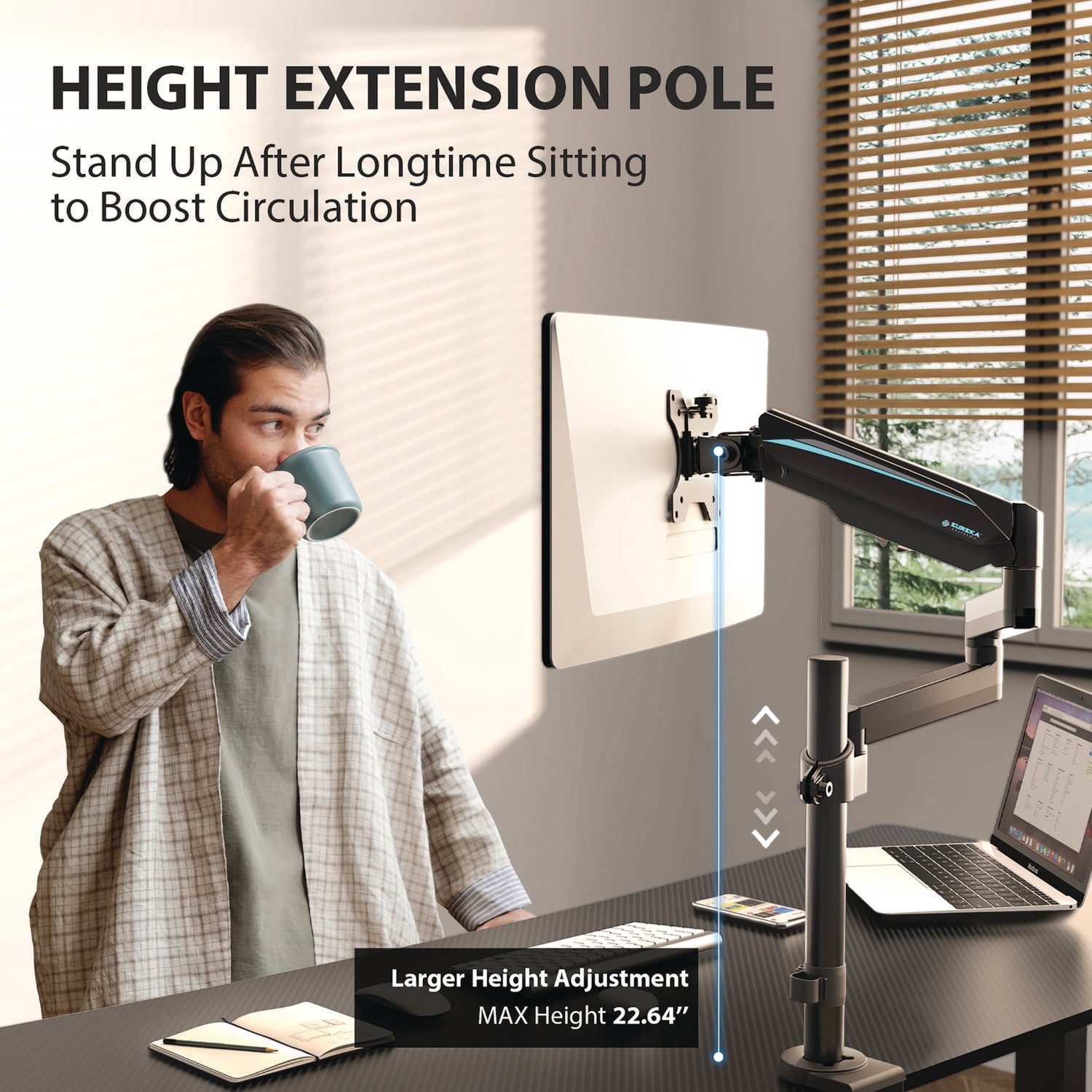 Eureka Ergonomic® Single Monitor Arm, For 32