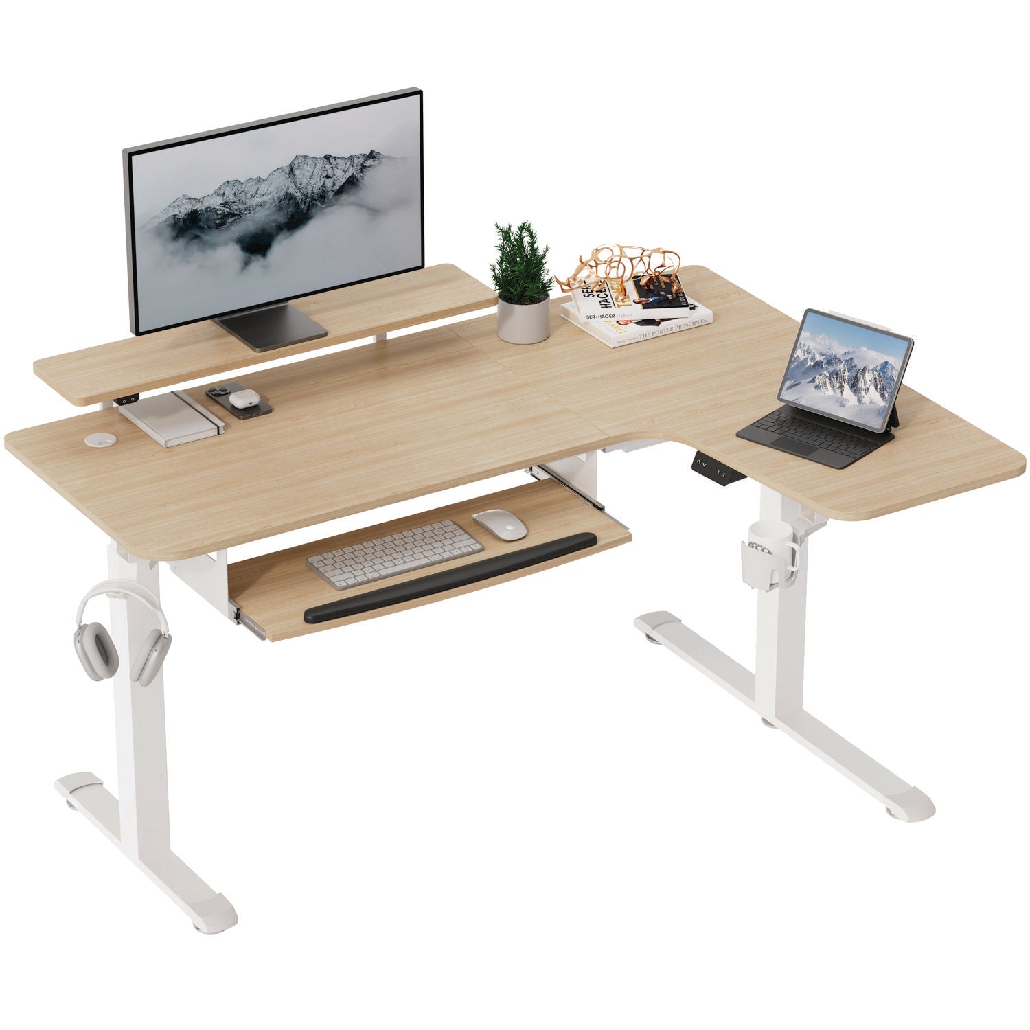 Eureka Ergonomic® L-Shaped Standing Desk with Keyboard Tray, Right Desk, 61.25