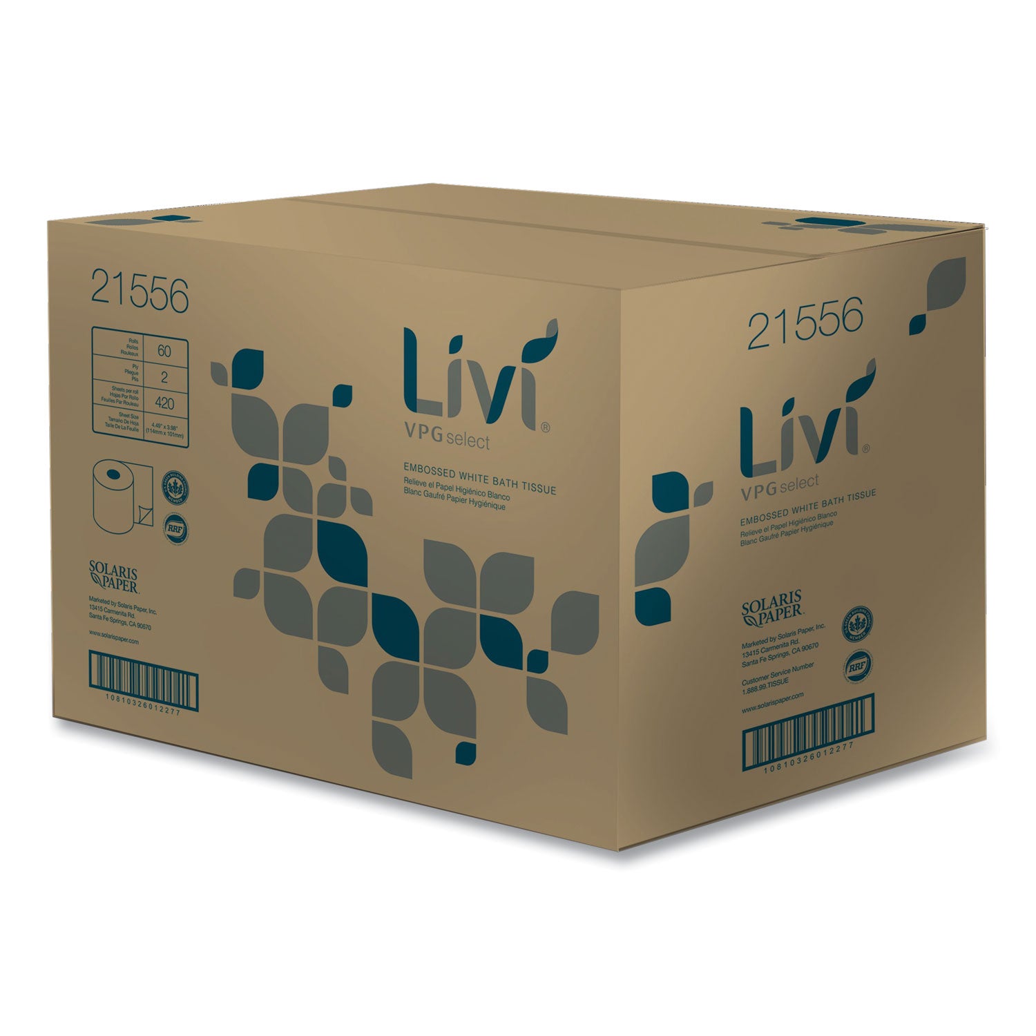 Livi® VPG Select Bath Tissue, 2-Ply, White, 420 Sheets, 60 Rolls/Carton