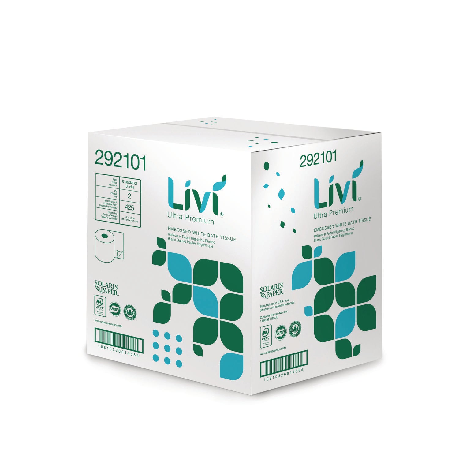 Livi® Ultra Premium Bath Tissue, 2-Ply, White, 425 Sheets, 36 Rolls/Carton